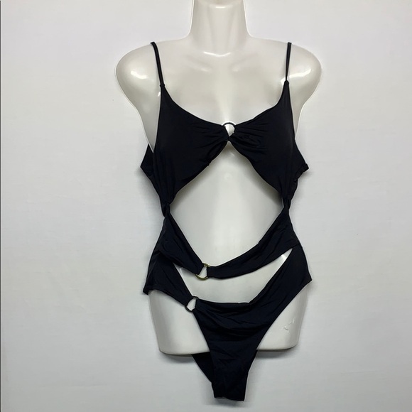 YMI Black Strappy One-Piece Swimsuit - Picture 1 of 8